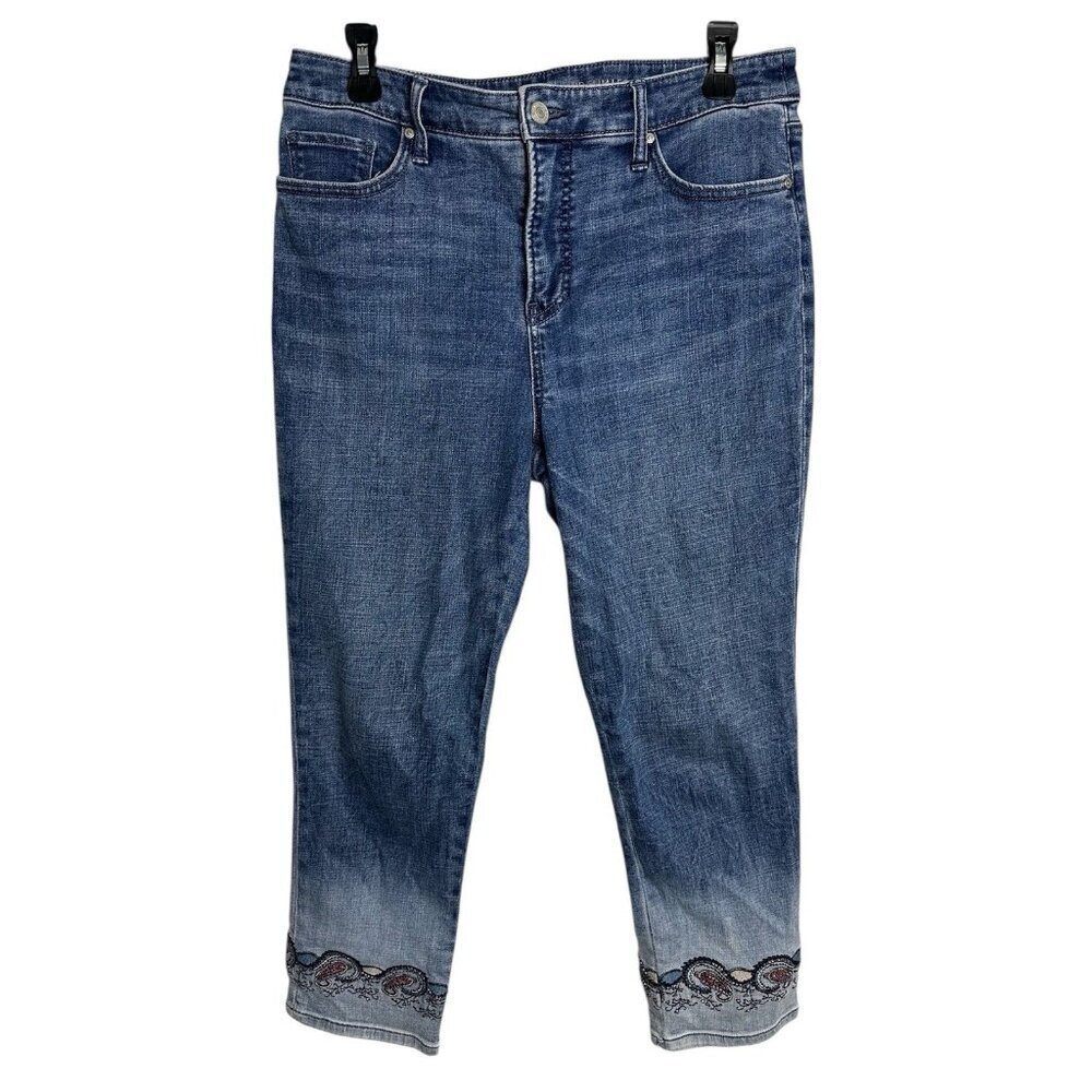 Chicos So Slimming Girlfriend Slim Leg Crop Jeans Women 8 R  Blue